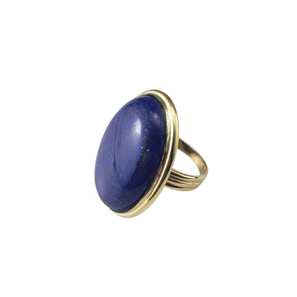 18K Yellow Gold Lapis Lazuli Ring Size 7.5-7.75 #22722 - Picture 3 of 8